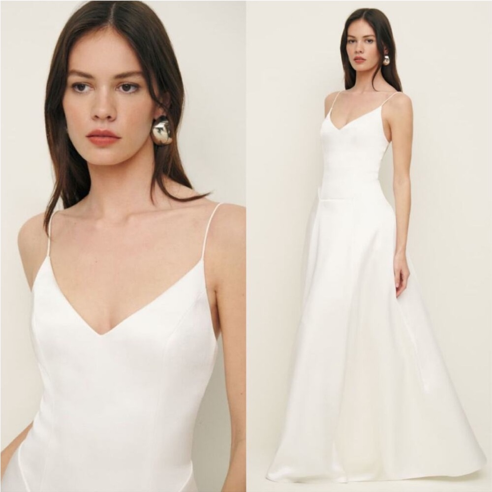 NWT NEW Reformation Icelynn Satin Maxi Dress - White